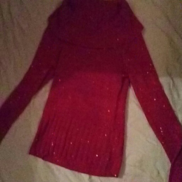 🍄💐NWOT LEI SPARKLING LIPSTICK RED SWEATER 💎 - Picture 1 of 5